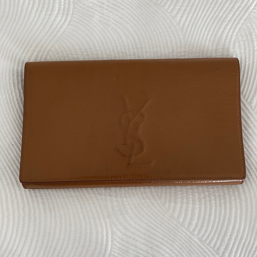 Ysl Patent Leather Beige Clutch